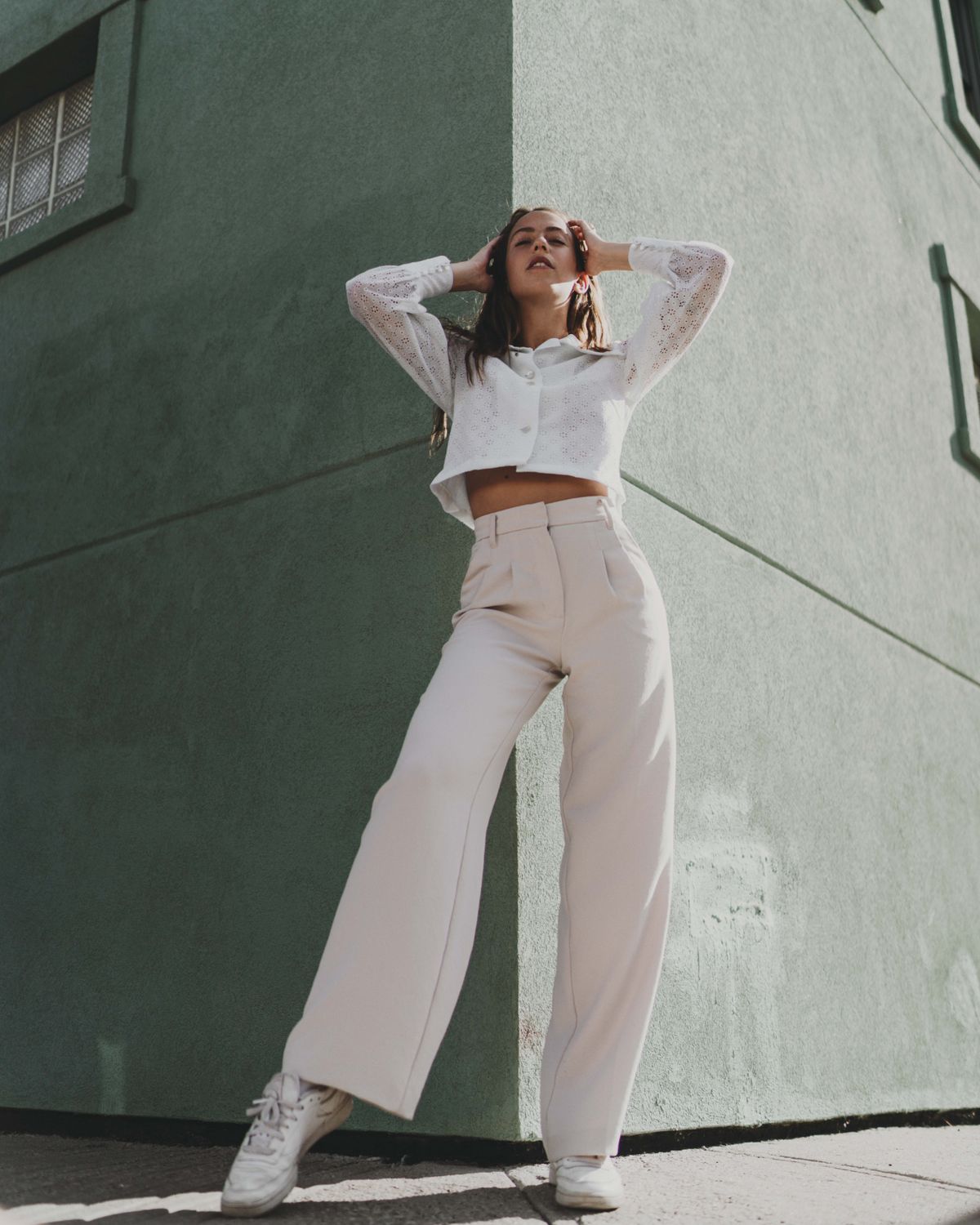 Smart Casual White Blouse & Trousers
